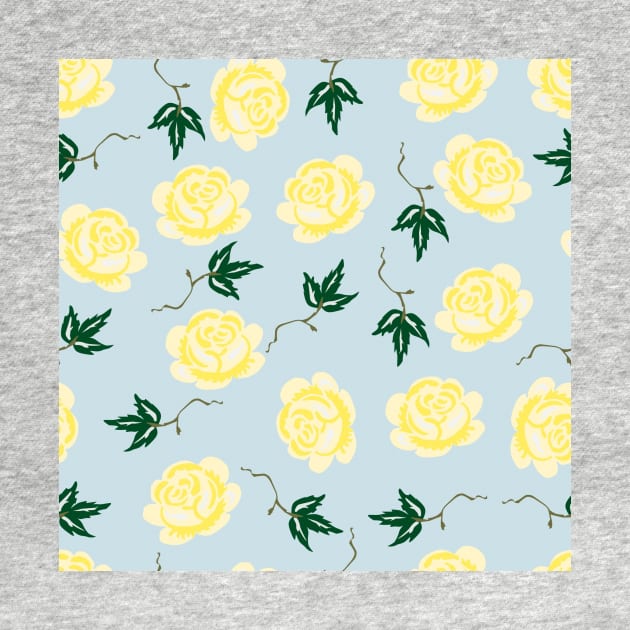 Yellow & Blue Floral Pattern by FloralPatterns